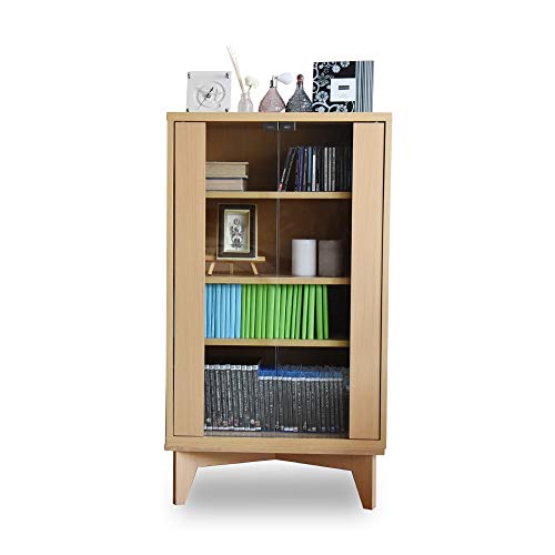 JKプラン ガラスキャビネット 専用脚付き 幅60 高さ106.5 奥行29 リビング収納 扉 木製 本棚 収納 雑誌 CD DVD ホワイト FR-046LSET-NA