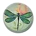 Value Arts Green Dragonfly Glass Dome Paperweight, with French Script, 3 Inches Diameter