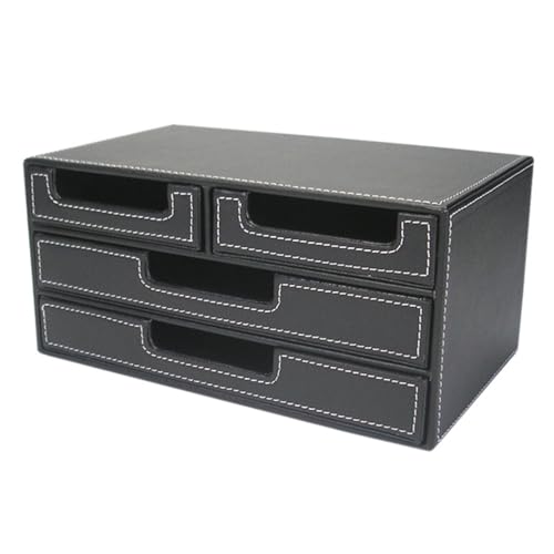 Boîte de rangement en cuir PU avec 4 tiroirs pour dossiers de bureau