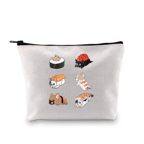 Borsa per il trucco con bulldog francese sushi Frenchie cosmetica Bulldog Amante Regali Proprietario di Cane Regalo Sushi Ku alla moda