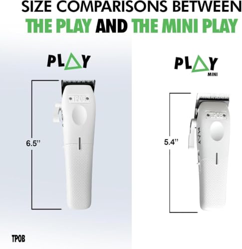 Image of TPOB Professional Barber Hair Clipper Play Mini White for Men 7500 RPM with White Rubber Grips