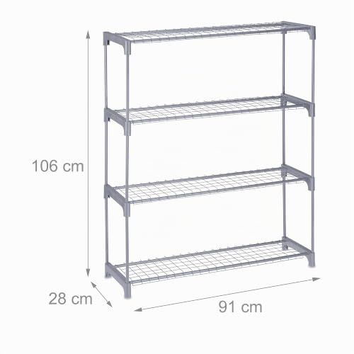 Mueble macetas 4 niveles con estructura metálica estantería para plantas color gris compacta 4
