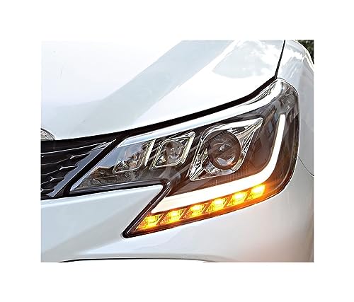 Front Lights Headlights LED DRL Dynamic Moving Turn Signal Demon Eye Head Lamps Auto Assembly Compatible With Toyota Compatible With Reiz 2010-2018(Led in low beam,10-13)