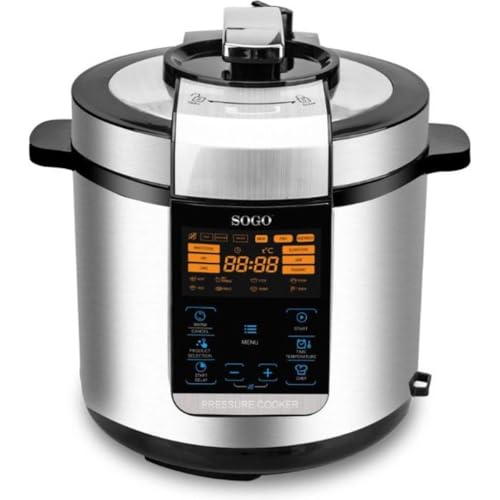 SOGO Multicooker con 17 funciones de cocción, olla a presión de 6 litros, olla de cocción lenta, olla arrocera, vapor, calentador de alimentos, saltear, yogurtera, hornear