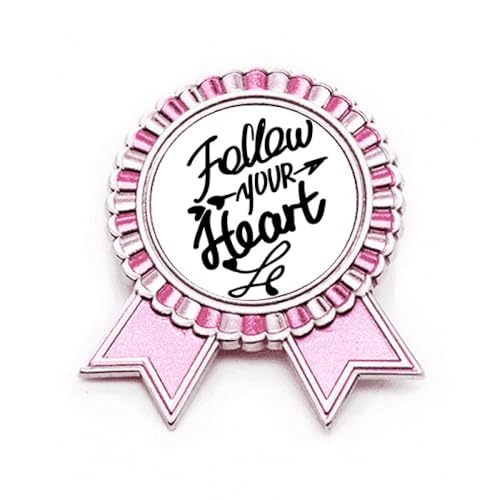 Broche anti tenue fade Follow Your Heart rose Art déco en métal taille M à épingler