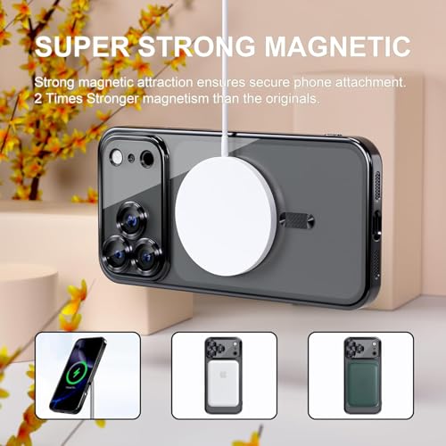 Image of VONZEE Compatible with iPhone 17 Pro Case with MagSafe, Transparent Shockproof Back Cover, Anti-Yellow Slim Protective Case with Camera Protection - Black