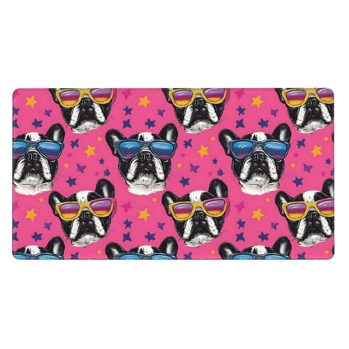Tapis de souris rose vif mignon bouledogue français pour bureau