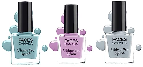 Image of Faces Splash Glossy Nail Enamel, Viola 41, 8 ml and Faces Splash Glossy Nail Enamel (Frozen 40, 8 Ml) and Faces Glossy Splash Nail Enamel, Dove 38, 8 ml
