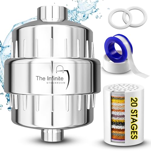 Shower Head Filter for Hard Water | 20-Stage High Output Shower Filter | Removes Chlorine and Fluoride to Help Reduce Dry Skin, Dandruff, and Hair Damage