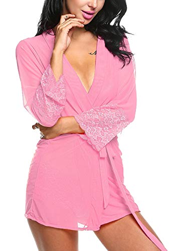 Image of Xs and Os Women Babydoll Nightwear Robe Lingerie Set