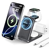 Acer 3 in 1 Charging Station for iPhone, Wireless Charger Stand,15W Fast MagSafe Charger for iPhone 17 16 15 14 13 12 Series-Apple Watch 10 9 8 7 6 5 4 3 2 SE and Ultra Series-Airpods 4 3 2 Pro Series