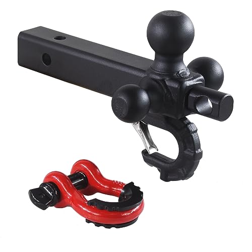 Image of TOPTOW Trailer Hitch Tri-Ball Hitch Mount w /Matte Black Triple Hitch Balls 1-7 /8-inch, 2-inch, 2-5 /16-inch, Multi-fit for 2 inch Trailer Hitch Receiver