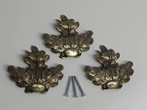 3 Stück Eichenlaub Deckblatt Verzierung groß mit Gewinde & Schraube für Keilerwaffen Gewaff Neu Wildschwein