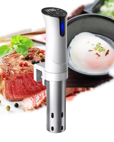 Beemyi 低温調理器 24時間 予約機能付き Sous vide スロークッカー 真空調理器 保温機能付き 低温調理機 日本向けに設計 1000Wハイパワー コンパクト軽量 家庭用 水温精確制御クッカー ホワイトのサムネイル