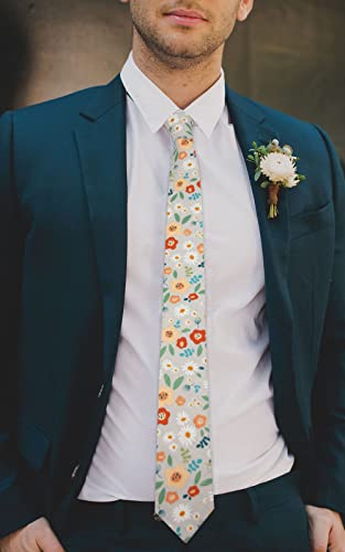Image of Mantieqingway Floral Ties for Men Skinny Cotton Tie Flower Necktie