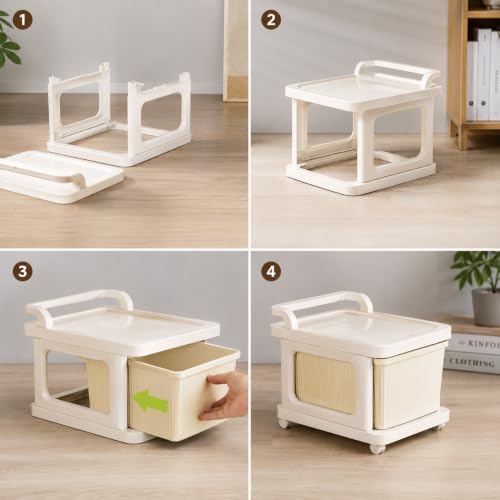 Image of Heavy Duty Plastic Storage Drawer with Wheels | Modular Cabinet for Bedroom, Office, Home or Classroom| Chest of Drawers Organiser for Cosmetics, Kitchen items, Toys (Multicolor, 6)