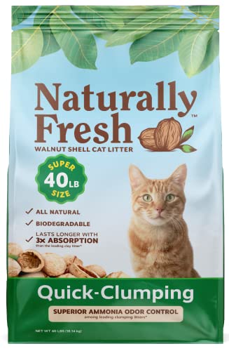 Naturally Fresh Cat Litter Made From Walnut Shells, 1-2 Cats, Unscented, Upcycled, Easy Scooping, Sustainable, 40 Lbs