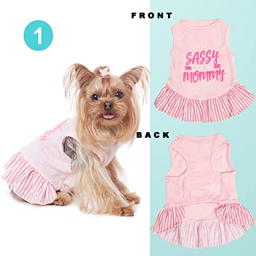 Vlony 4 Pieces Dog Dress Dog Sundress Printed Dog Shirt With Ruffles Dress Dog Clothes For Small Dogs Girl Summer(Medium) #TOP1