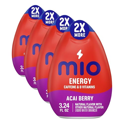 Image of MiO Energy Acai Berry Storm Naturally Flavored with other natural flavors Liquid Water Enhancer Drink Mix with Caffeine & B Vitamins with 2X More (3.24 fl. oz. Bottle) (Pack of 4)