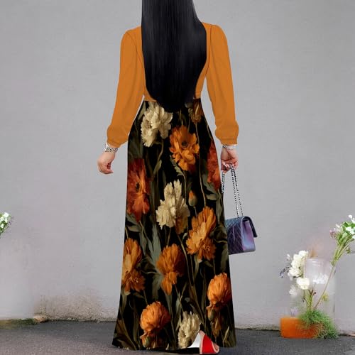 Image of Plus Size Maxi Dress for Women V Neck 3 /4 Sleeve Wrap Dress