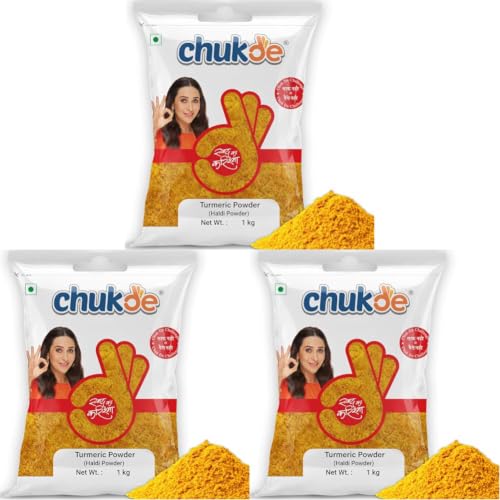 Image of Chukde - Haldi Powder - Turmeric Powder - Ground Spice for Authentic Flavor and Wellness - Ideal for Cooking, Herbal Teas, Health Benefits, and Skincare - 1000 Gm (Pack of 3)