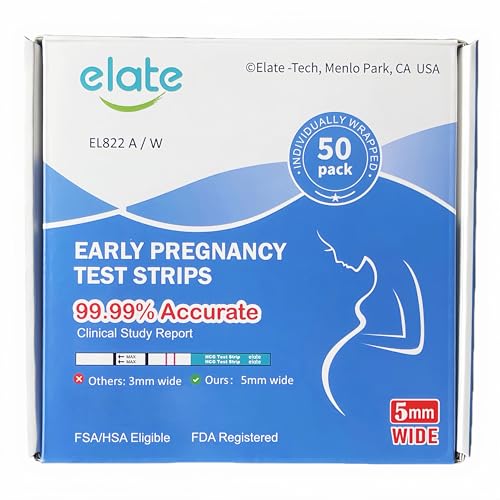 Image of Elate Pregnancy Test Strips 50 Count, Early Detection HCG Test, High Sensitivity, 99.99% Accurate Results, Easy to Use Home Pregnancy Test