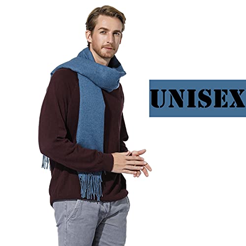 Fashion Blue Scarf For Men Women Cashmere Shawl Large Long Warm Scarves In Cold Wearher Jean Blue #TOP2