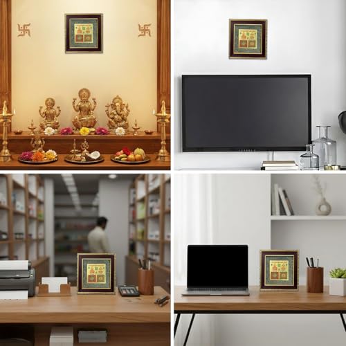 Image of Astrotalk Lakshmi Kuber Yantra on Raw Pyrite Frame | Pyrite Attracts Money, Yantra Brings Wealth | Invoke Laxmi & Kuber for Blessings & Stability | Vastu items for Home & Office | 19x19x1 cm | 1 Piece