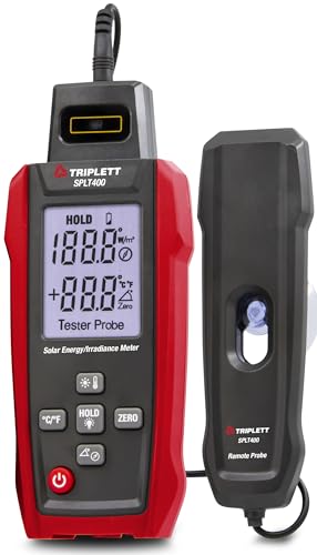 Triplett SPLT400 Solar Irradiance and Temperature Meter, Sunlight Intensity Measurement with Tilt Angle and Compass