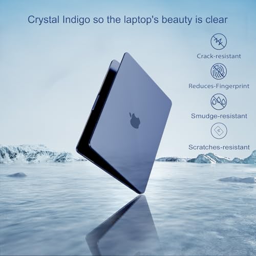 Image of Saco MacBook Neo Case Compatible with 13 inch 2026 Release Model A3404 with A18 Pro Chip, Precision Fit Crack & Scratch Resistant Protective Hard Shell Case Cover, Crystal Indigo