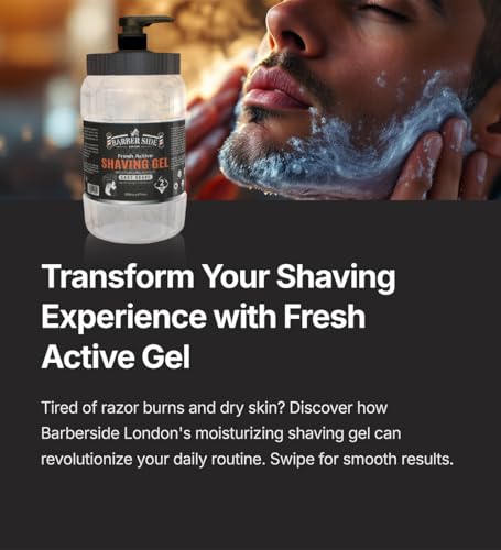 ican Barberside London Fresh Active Moisturizing Shaving Gel 2litre - Image 3