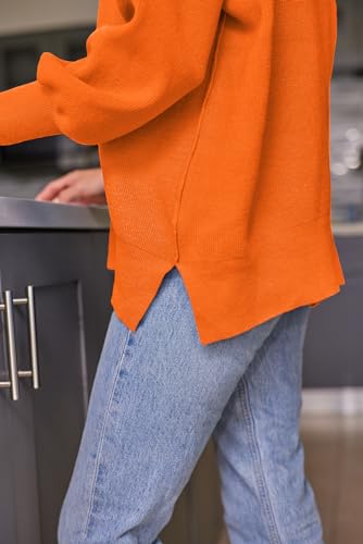 Image of LILLUSORY Women's Oversized Batwing Sweaters 2026 Fall Outfits Trendy Crewneck Knit Side Slit Fashion Pullover Tops