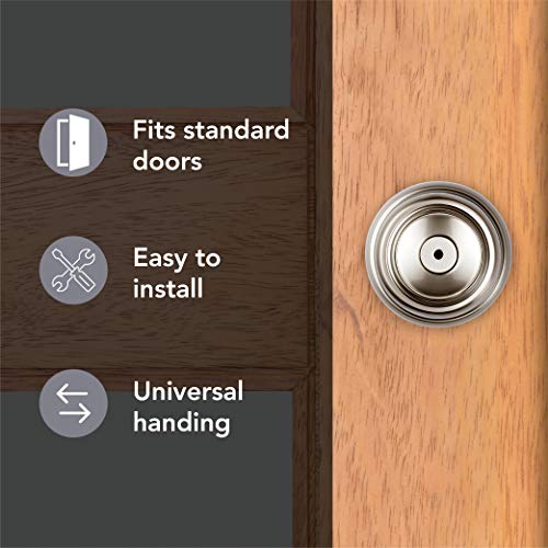 Baldwin Alcott, Interior Privacy Door Knob Handle For Bedroom/Bathroom, Keyless Door Lock With Microban Protection, In Satin Nickel #TOP5