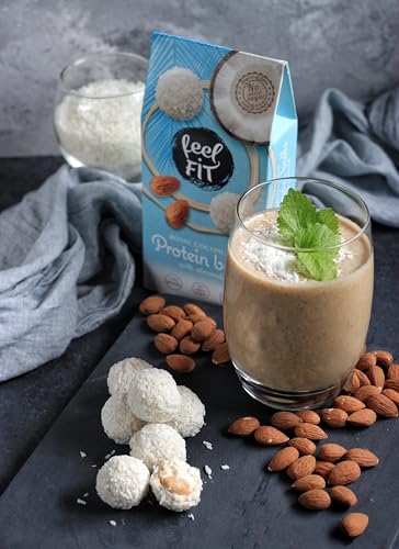 feel FIT Zuckerfreie Kokos-Pralinen mit Mandeln, ohne Zuckerzusatz, 17% Eiweiß, 63 g