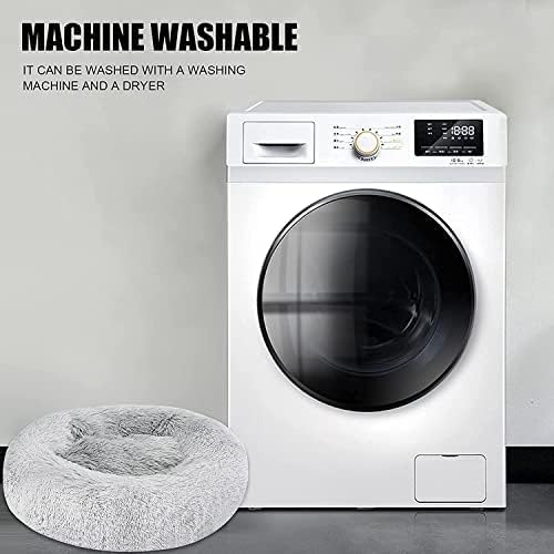 تي دو سرير للكلاب والقطط، سرير دائري مضاد للقلق وقابل للغسل في الغسالة، سرير للكلاب والقطط من الفرو الصناعي المنفوش مع قاعدة مضادة للانزلاق للكلاب والقطط الصغيرة والمتوسطة والكبيرة (50 سم)