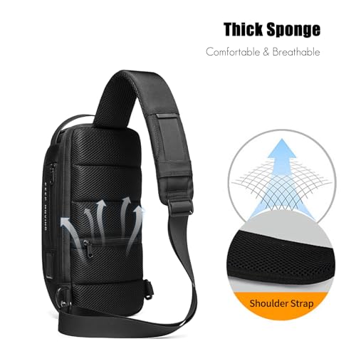 Anti Theft Sling Bag Men Women, Chest Crossbody Bags with USB Charging Port, Men's Chest Bag4