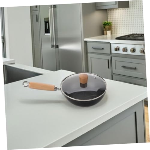 Wok de hierro fundido con tapa y mango de madera miniatura 5
