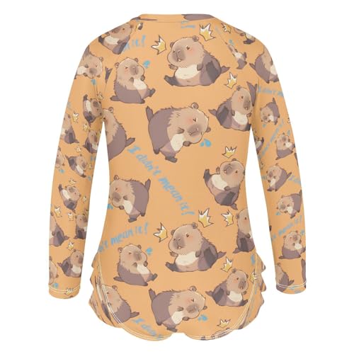 Capybara I Did Not Mean It Girls Long Sleeve Swimsuits One Piece Zipper Bathing Suit UPF 50+ Rashguard Swimwear3