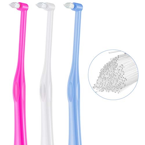 3 Pieces Small Pet Toothbrush Tufted Toothbrush End-Tuft Toothbrush Tapered Trim Toothbrush Mini Single Head Ended Pet Toothbrush for Small Dog Cat