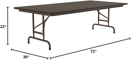 Miniatura 234 de Correll - Mesa plegable de altura ajustable y resistente, parte superior laminada de alta presión, fabricada en Estados Unidos, delantal de acero