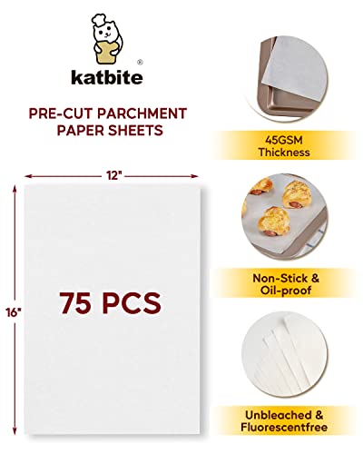 Katbite Baking Paper Heavy Duty 75 PCS, 12 x 16 Inchs (30x40cm) Greaseproof Paper Sheets - Image 2