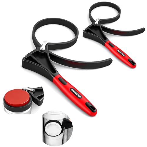 2-Piece Rubber Strap Adjustable Wrench Set Diameter 4' and 6', Oil Filter Pipe Jar Opener Strong Grip Plumbers Universal Spanner for Drain Sewer Cap Sink Pliers Nut Shower Head Valve Removal