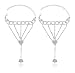 Bellady 2pcs Sparkling Rhinestone Foot Jewelry Silver Heart Symbol Ankle Bracelet Bridal Anklet, Heart Design