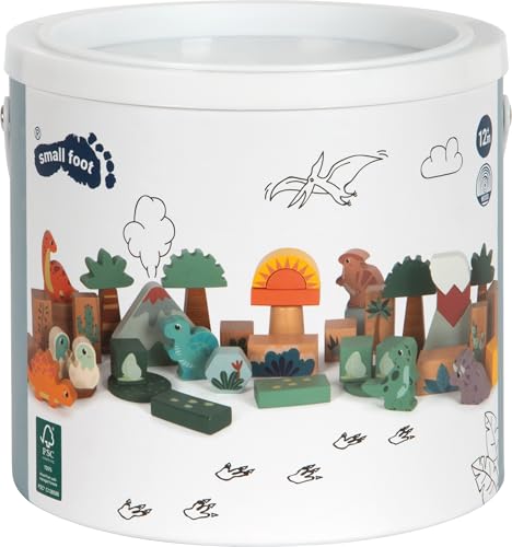 Small Foot Blocs de Construction en Bois « Dino », pour Enfants à partir de 12 Mois, 12621, Coloré