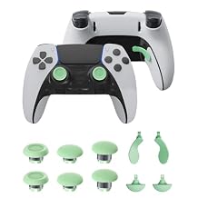 CHARM FOCUS Replacement Kit Thumbsticks & Back Paddles for PS5 Edge Controller, Analog Thumb Sticks Caps Interchangeable for PS5 Dual Sense Edge Stick Module, 6 Joysticks, 4 Back Buttons, Green