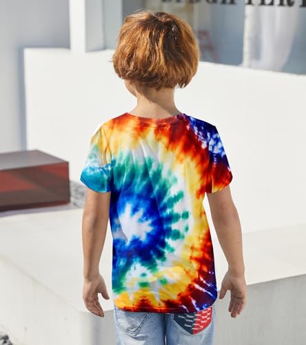 Image of Boys Tie Dye Shirt Size 4-14 Hippies Senior Rainbow Tees T Shirts for Kids | Tees T shirts for Kids
