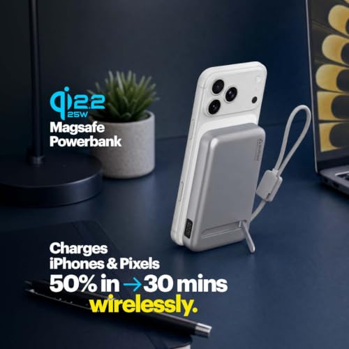 Image of Stuffcool Odin Plus 10000mAh Qi2.2 MagSafe Powerbank, 25W Wireless, 45W PD Wired, Built-in Type-C Cable, Stand & Digital Display, Charges iPhone 18 /18 Pro /Duo /Pixel 11 - 50% in 30 Mins Wirelessly