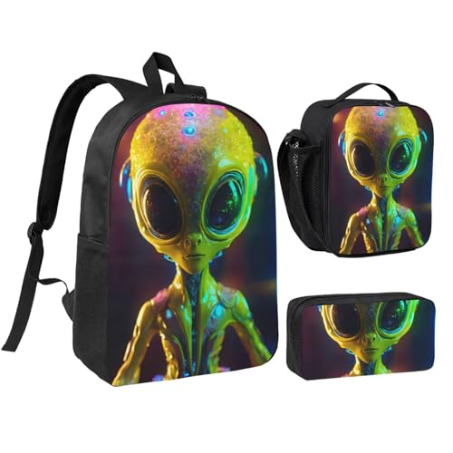 Sac à dos école Alien EdWal ensemble 3 pièces avec boîte repas et trousse