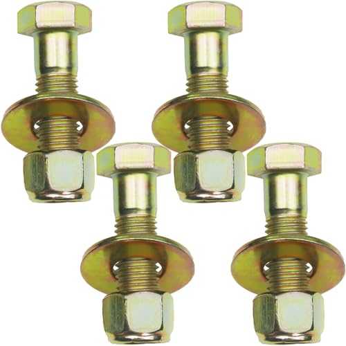 Image of 7 /8 inch x 3 inch Hex Head Bolt by Color Galvanization with Nylon Lock nut and Large Size Washer Assortment Kit,Alloy Steel,Grade 8.(4pcs Pack),by Metalsuberg