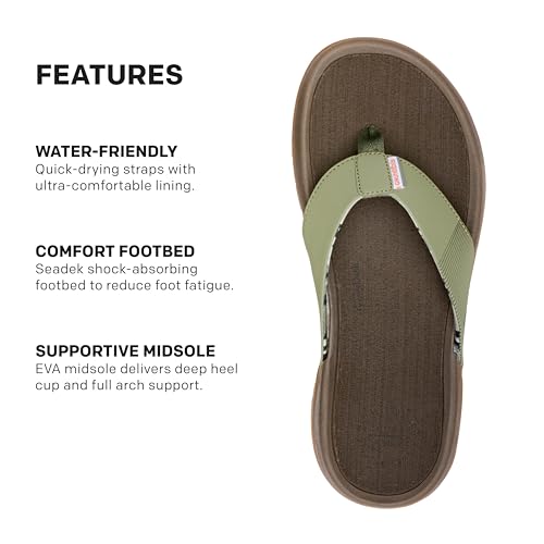 Image of Grundens Men's FishFinder Sandals - Quick-Drying, Comfortable, and Versatile Mens Flip Flops with Enhanced Traction & Full Arch Support for Fishing and Outdoor Wear, Deep Lichen Green, 8
